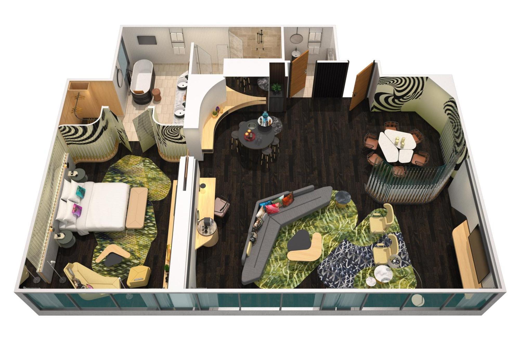 Отель W Брисбен Экстерьер фото 3D floor plan of a suite